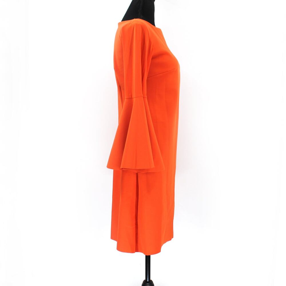 Chiara Boni Orange Bell Sleeve Natalia Boatneck Dress 42 Scuba Knit Shift Mini - Picture 2 of 7